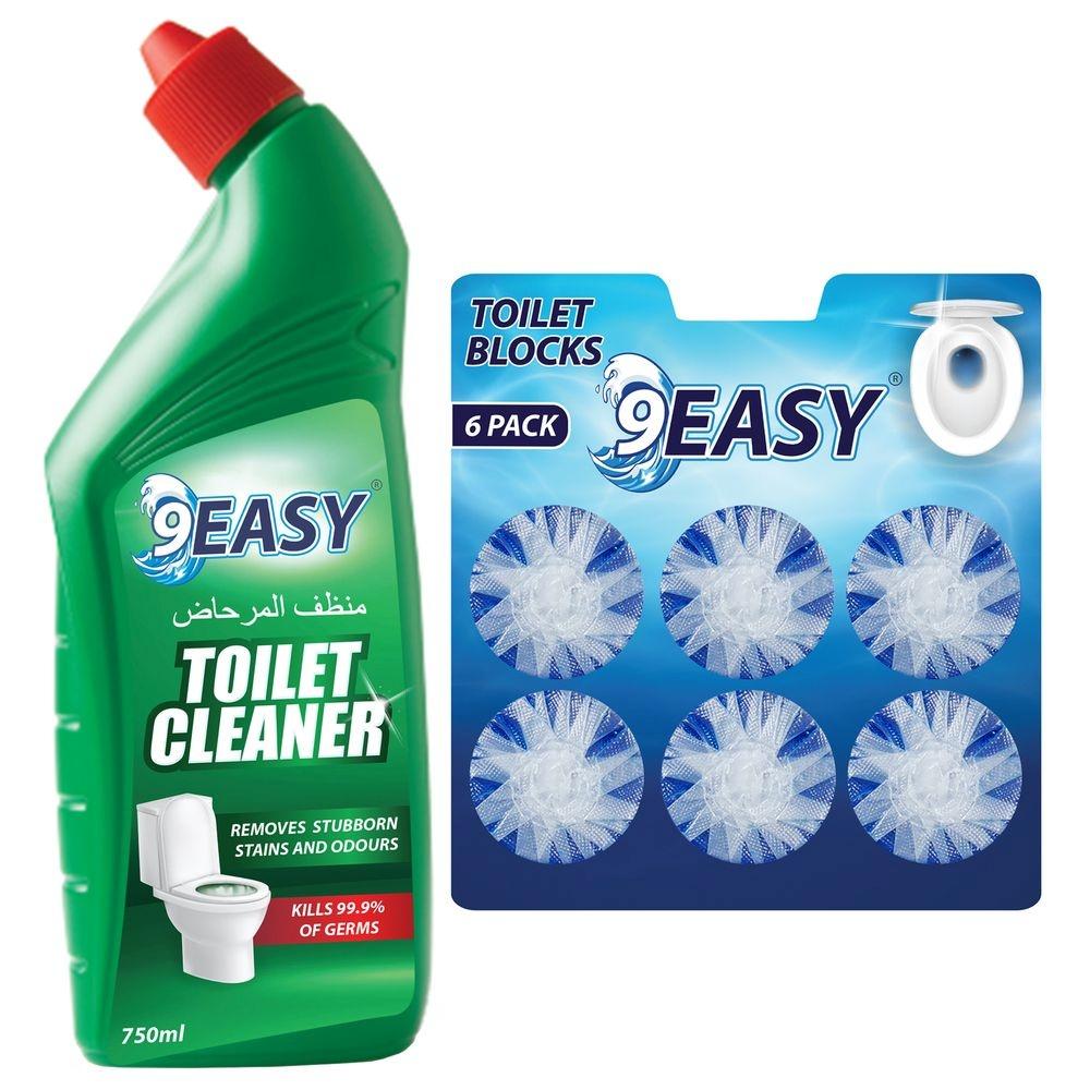 9EASY - Toilet Cleaner Pine 750ml & Toilet Block - Blue