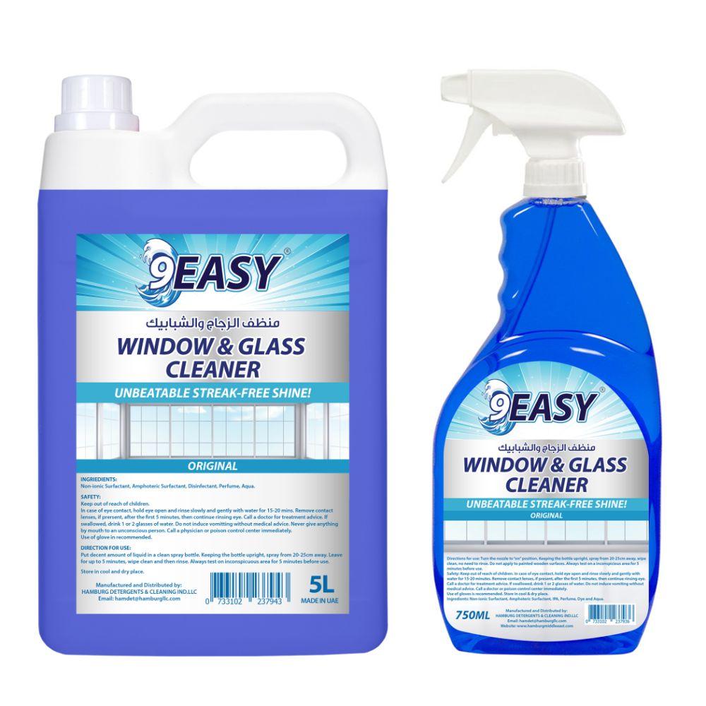 منظف النوافذ الزجاجية 750 مل + 5 لتر 9 إيزي 9EASY Window Glass Cleaner
