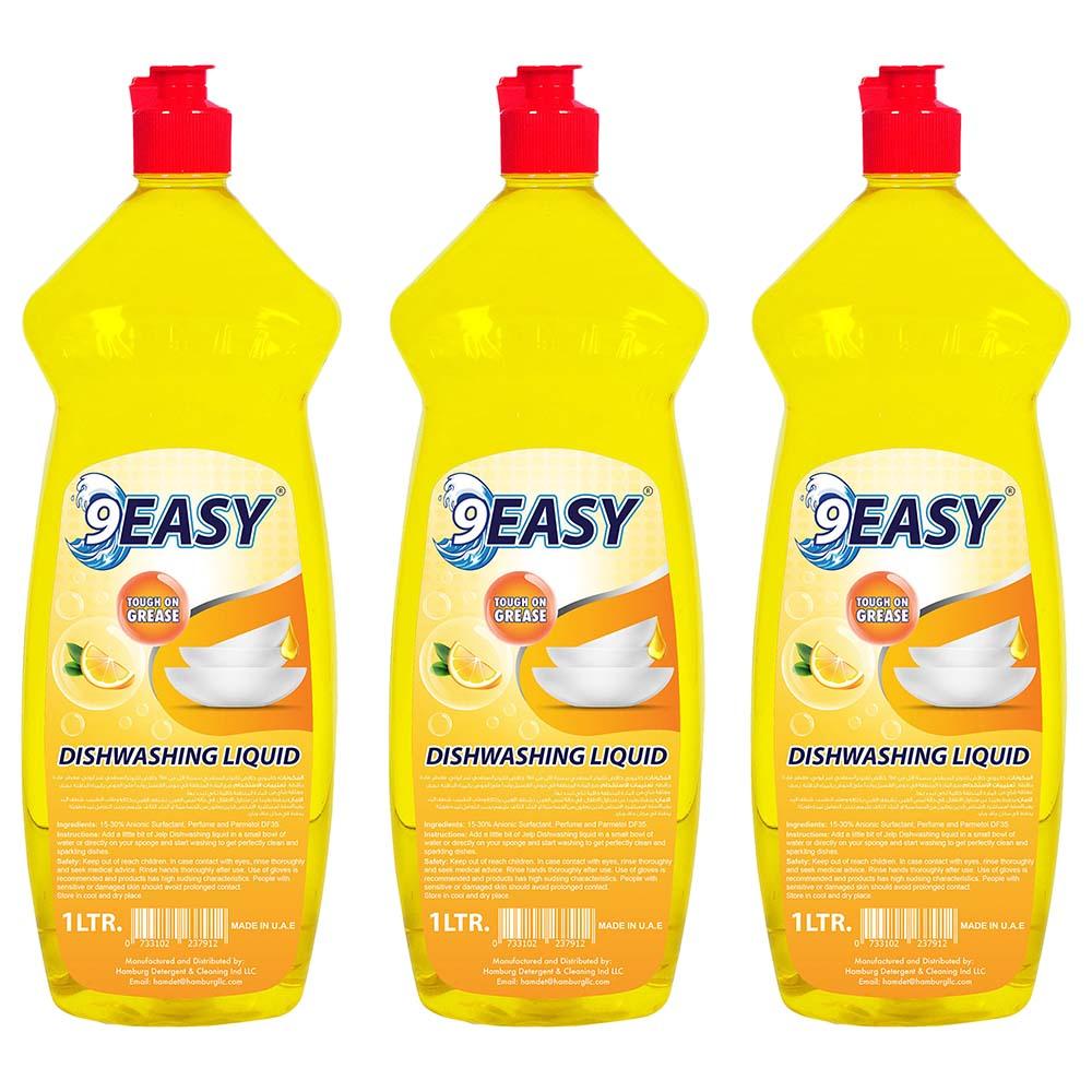 سائل غسيل الأطباق 3 عبوات 1 لتر 9 إيزي 9Easy Dishwashing Liquid