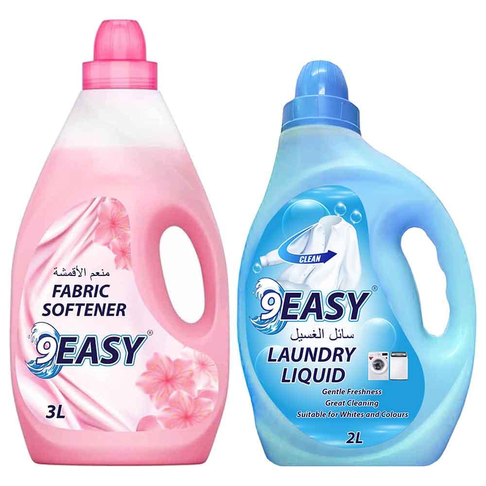 9Easy - Laundry Liquid - 2L + Fabric Softener - Pink - 3L