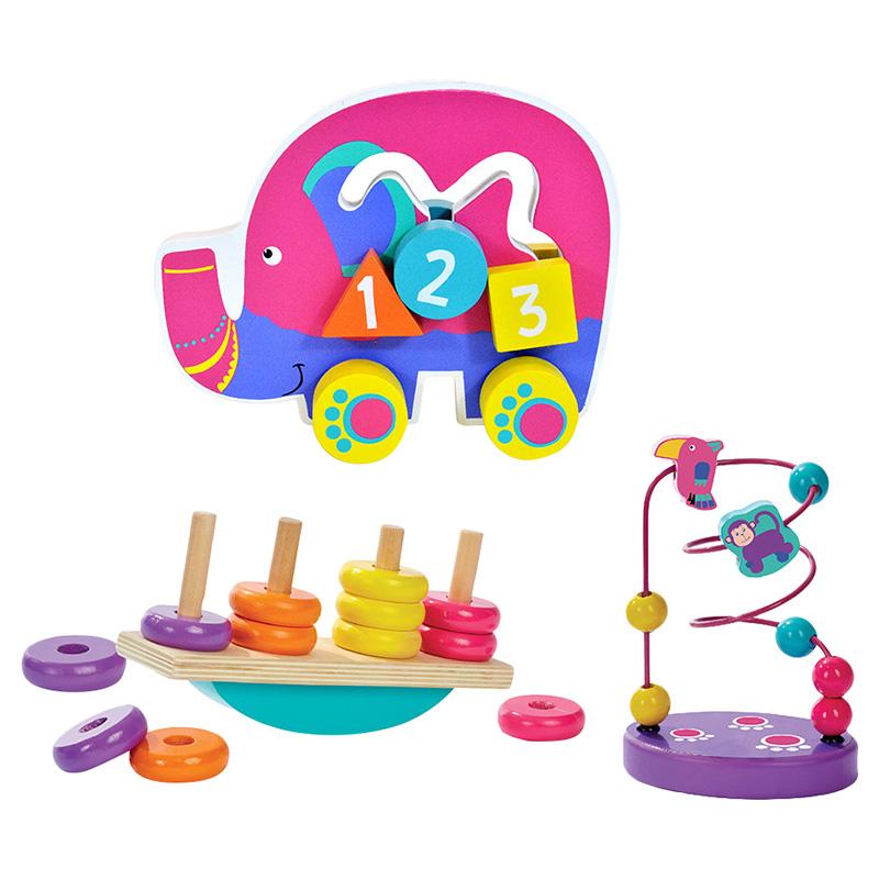 العاب تعليمية للأطفال مجموعة 3 في 1 لعمر 18 شهر كول توي A Cool Toy - 3-in-1 Wooden Elephant Maze