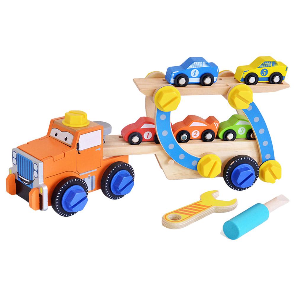 لعبة السيارات للأطفال من عمر 2 سنة كول توي A Cool Toy Build-Your-Own Wooden Race Car Transporter Truck