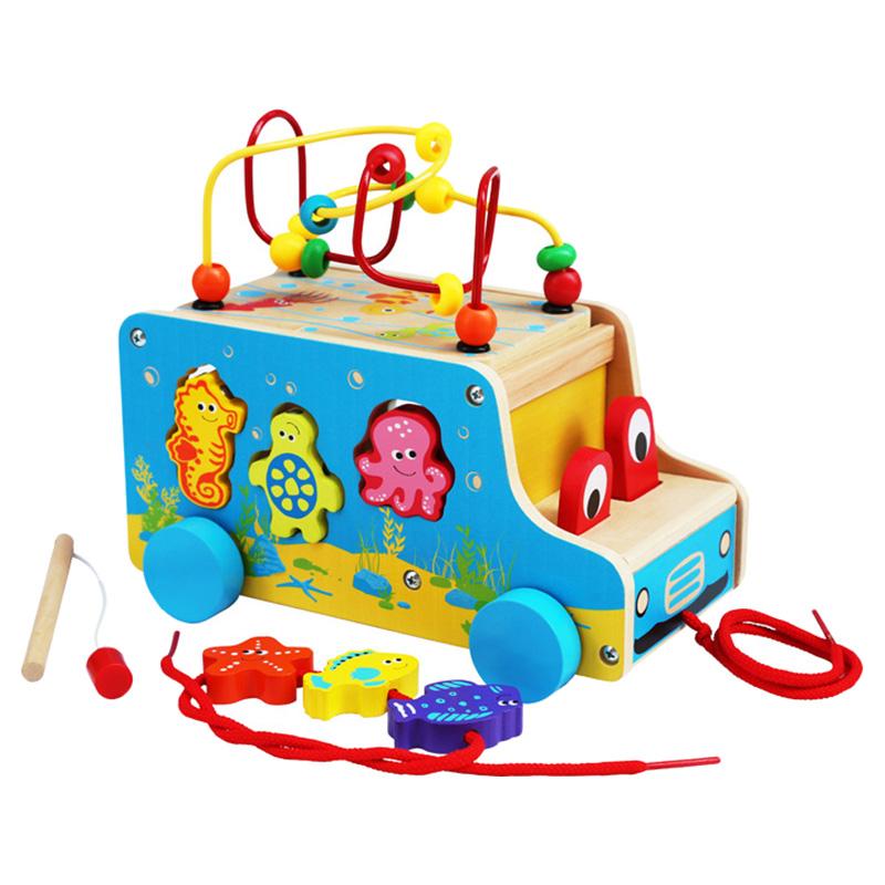 لعبة اطفال تعليمية خشب لعمر 18 شهر كول توي A Cool Toy Multifunctional Wooden Pull Along Truck