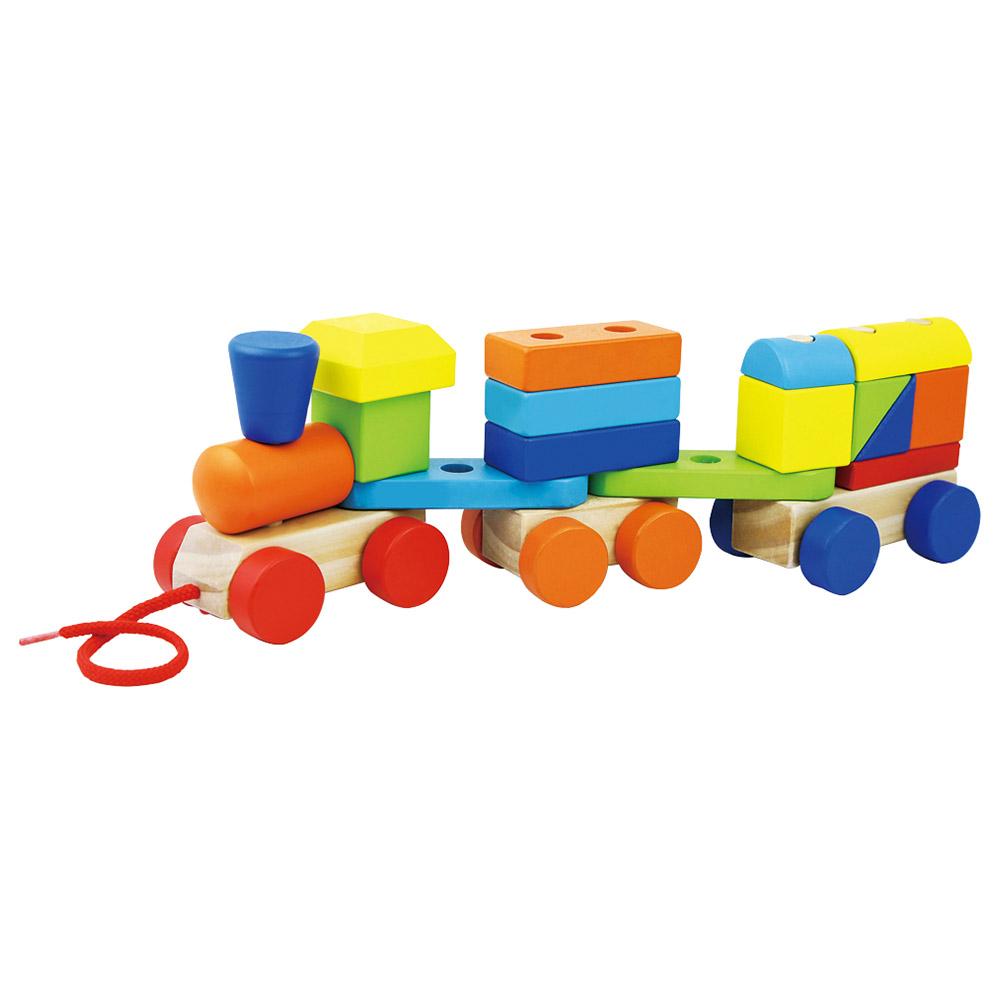 لعبة القطار الخشبي للأطفال كول توي A Cool Toy Pull Along Wooden Stacking Train