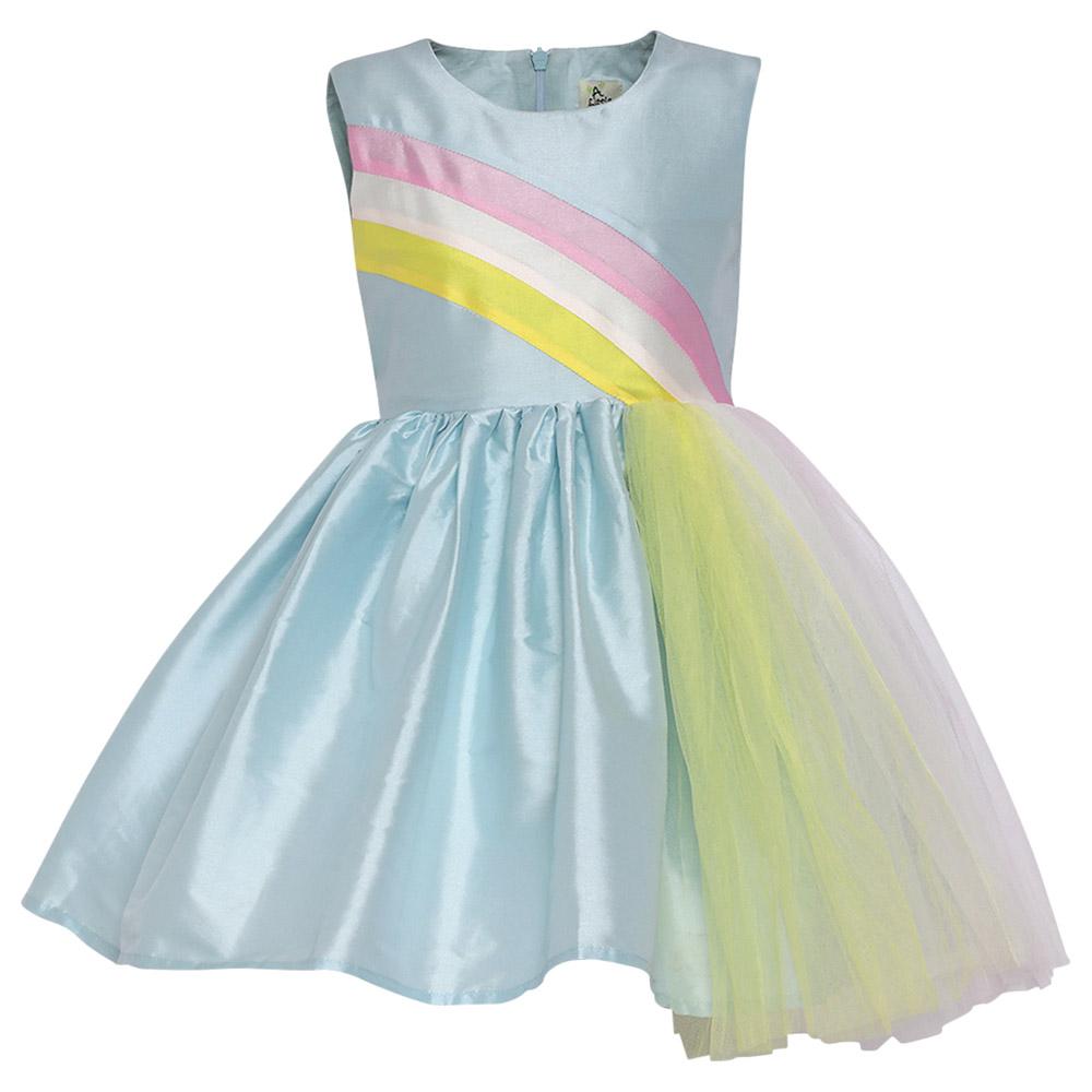 فستان بناتي للأعراس تفتة لتل فابل أزرق برينبو A Little Fable Rainbow Fun Dress