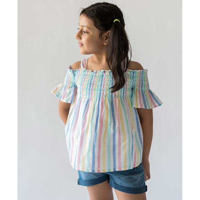 تي شيرت بناتي قطن لتل فابل رينبو A Little Fable Rainbow Stripe Top - SW1hZ2U6MjE5Mjk0OA==