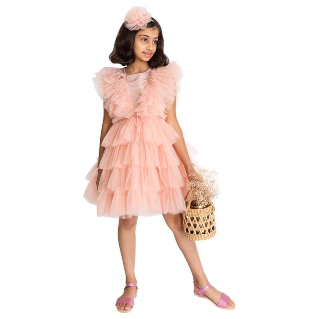 فستان ريجاليا بطبقات خوخي من اي ليتل فابل A Little Fable - Regalia Tiered Dress - Peach - SW1hZ2U6MjE5Mjg4OQ==