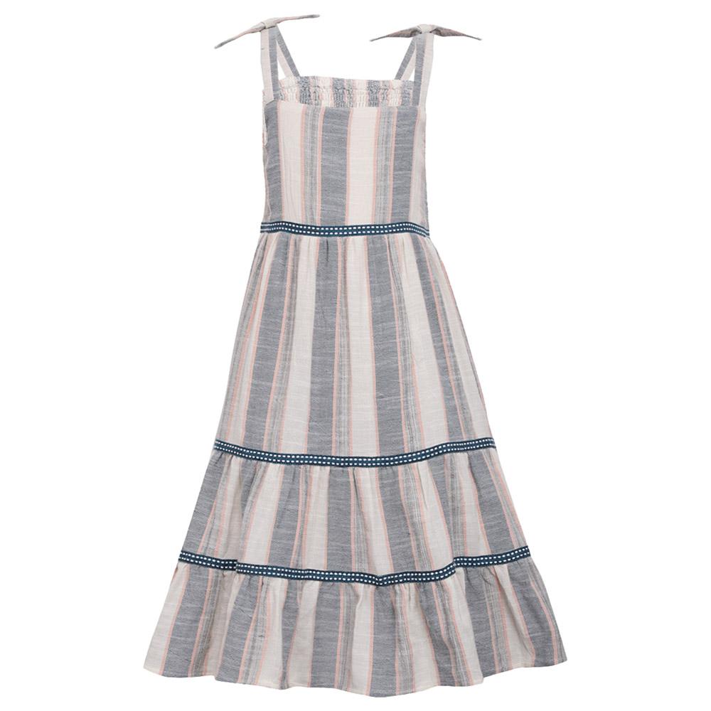 فستان بناتي قطني لتل فابل طويل مخطط A Little Fable Stripe Cheer Dress