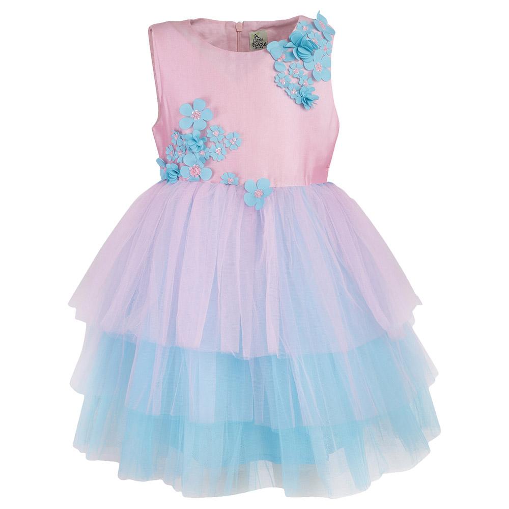 فستان بناتي للمناسبات تفتة لتل فابل وردي وأزرق A Little Fable Twinkle Toes Unicorn Dress