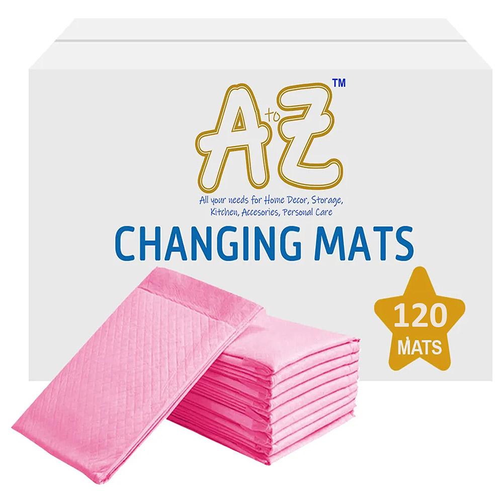 بساط تغيير الحفاظ للاستعمال مرة واحدة 45 × 60 سم 120 قطعة زهر اي تو زد A To Z Disposable Changing Mats 120pcs Pink