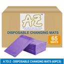بساط تغيير الحفاظ للاستعمال مرة واحدة 45 × 60 سم 65 قطعة بنفسجي اي تو زد A to Z Disposable Changing mats Large Pack Of 65 Lavender - SW1hZ2U6MjA0MDAwNw==