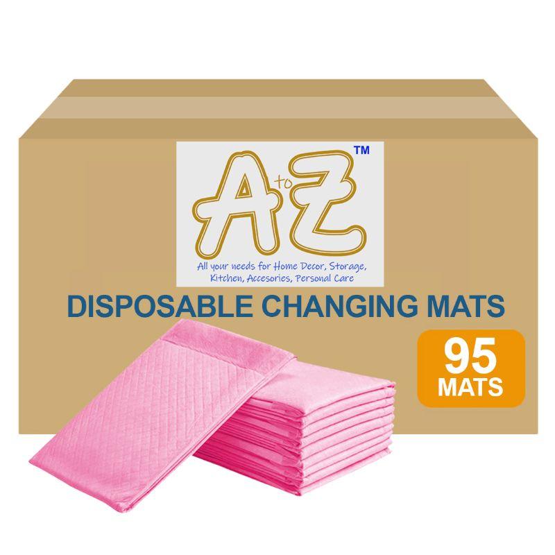 بساط تغيير الحفاظ للاستعمال مرة واحدة 45 × 60 سم 95 قطعة زهر اي تو زد A to Z  Disposable Changing mats Large Pack Of 95 Pink