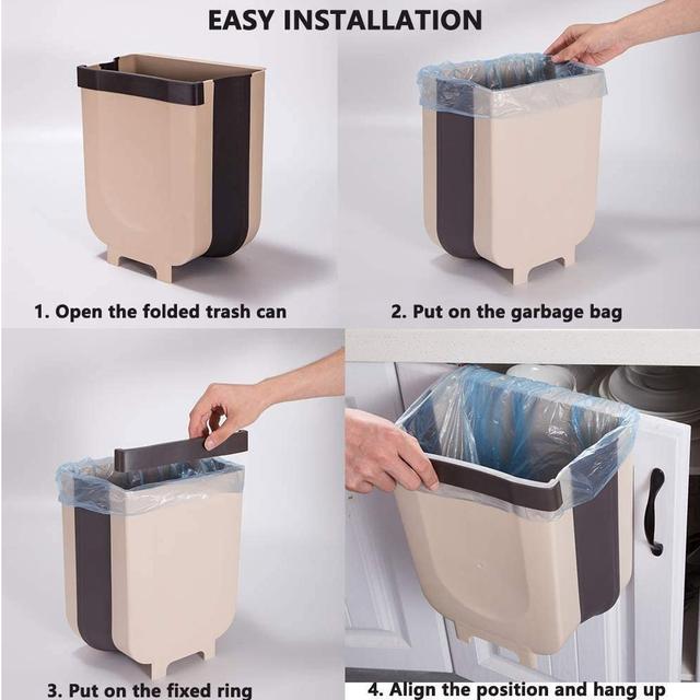 سلة مهملات معلقة 9 لتر قابلة للطي اي تو زد A to Z Hanging Kitchen Trash Can - SW1hZ2U6MjE5NjIxMw==