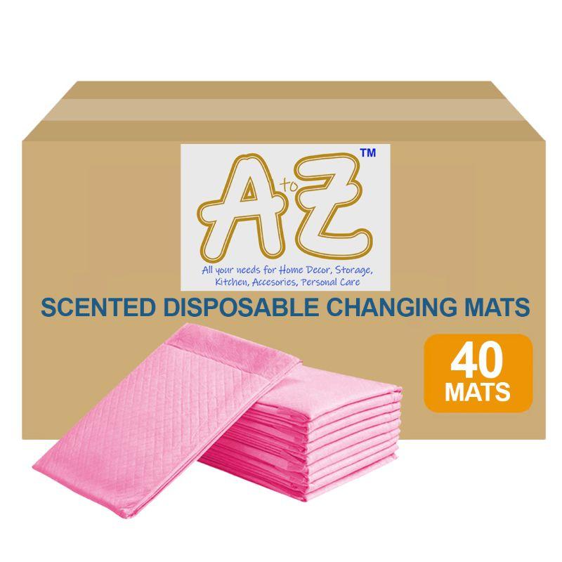 بساط تغيير الحفاظ للاستعمال مرة واحدة 45 × 60 سم 40 قطعة زهر A to Z  Scented Disposable Changing mats  Large Pack Of 40 Pink