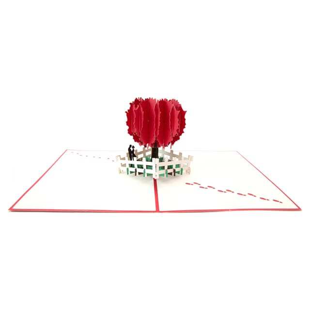 كارت ثلاثي الأبعاد بشكل شجرة قلوب حمراء أبرا كاردز  Abra Cards Red Heart Tree