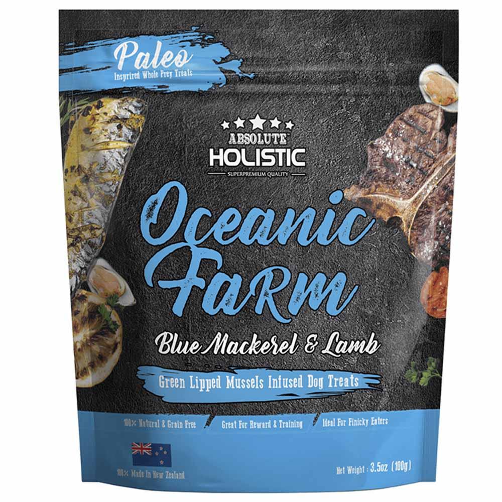 اكل كلاب مجفف بالهواء 100 غرام بنكهة سمك الماكريل ولحم الضأن ابسولوت هوليستيك Absolute Holistic Air Dried Dog Treats Oceanic Farm 100gاكل كلاب مجفف بالهواء 100 غرام بنكهة سمك الماكريل ولحم الضأن ابسولوت هوليستيك Absolute Holistic Air Dried Dog Treats Oceanic Farm 100g