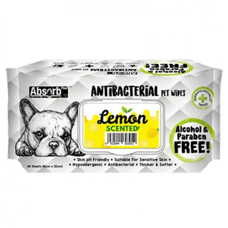 Absolute Holistic Pet Absorb + Antibacterial Pet Wipes Lemon