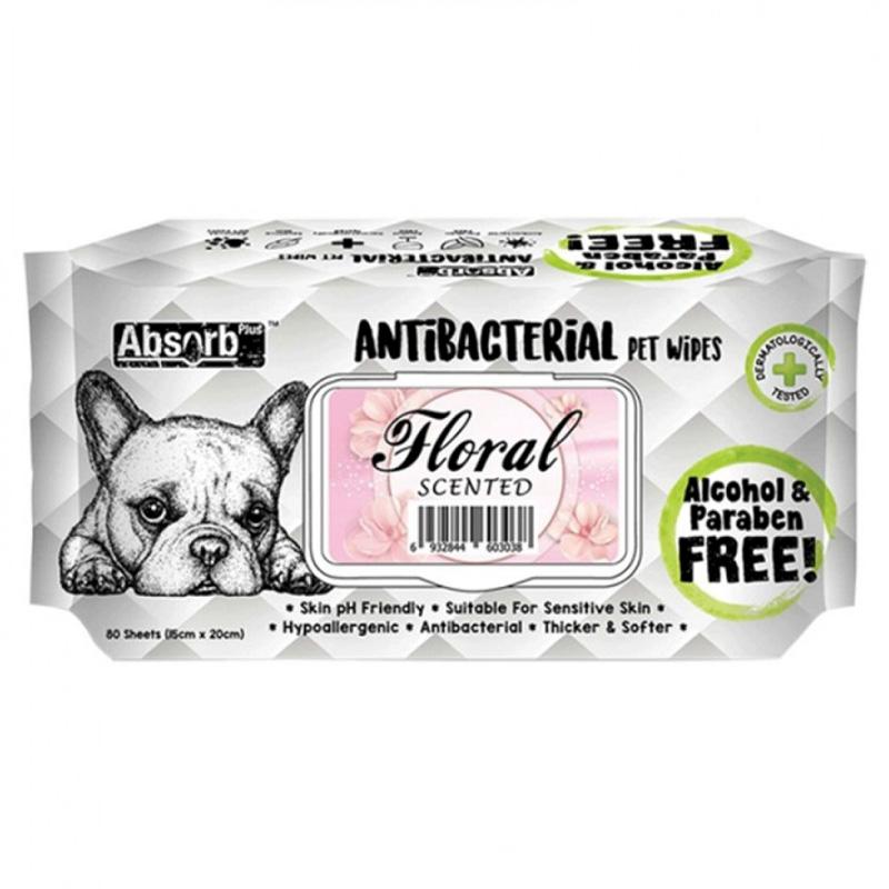 Absolute Holistic Pet Absorb+Antibacterial Wipes Floral 80sh