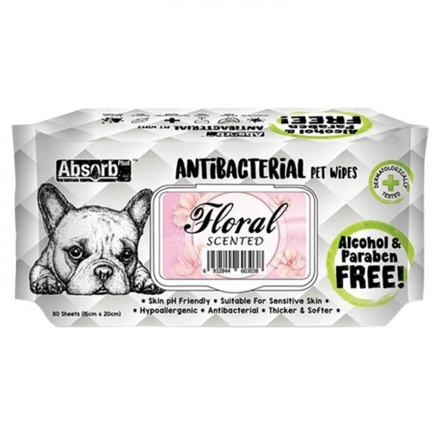 Absolute Holistic Pet Absorb+Antibacterial Wipes Floral 80sh - SW1hZ2U6MjE5NzUwMw==