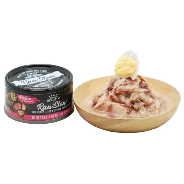 اكل الحيوانات للقطط والكلاب وصفة لحم التونة الأبيض وبيض السمان 80 غرام ابسولوت هوليستيك Absolute Holistic RawStew Wild Tuna