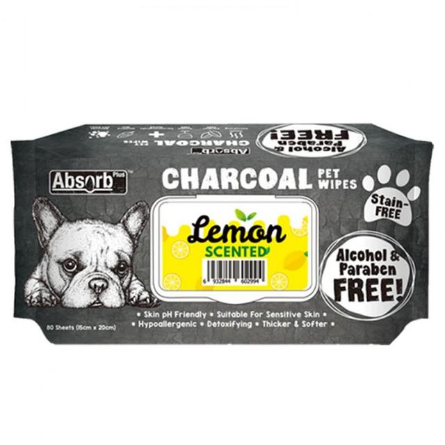 Absolute Pet Absorb Plus Charcoal Pet Wipes Lemon 80 sheets - SW1hZ2U6MjE5NzQ1OA==