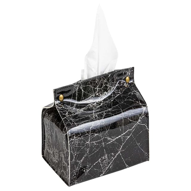 A'ish Home - Marble Print Tissue Box - Black - 815799