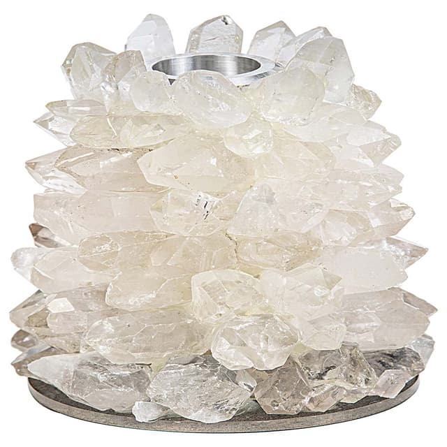 حامل شموع من الكوارتز باللون الأبيض من شركة عيش هون A'ish Home - Quartz Candle Holder - White