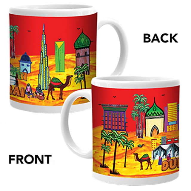 مق بورسلان يحمل رسومات تذكارية لدبي من أجوبا Ajooba Dubai Art Mug 04