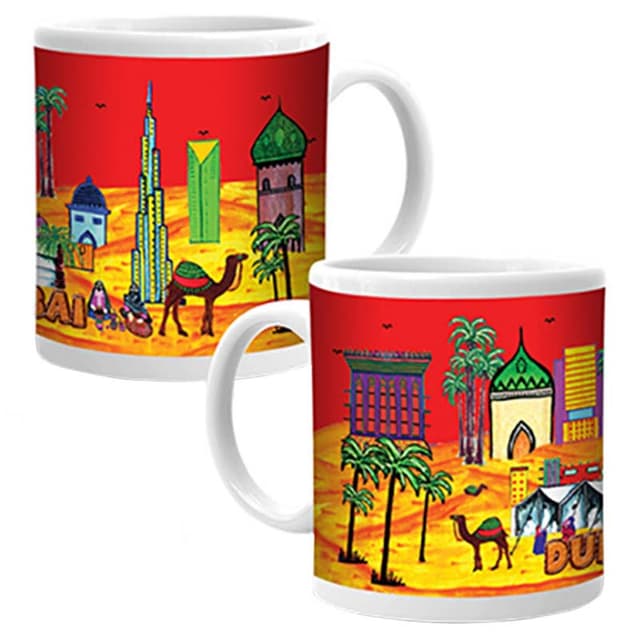 مق بورسلان يحمل رسومات تذكارية لدبي من أجوبا Ajooba Dubai Art Mug 04
