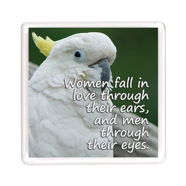 ملصق مغناطيسي بصورة ببغاء أبيض و باقتباس يعبر عن الحب من أجوبا Ajooba - Dubai Love Magnet