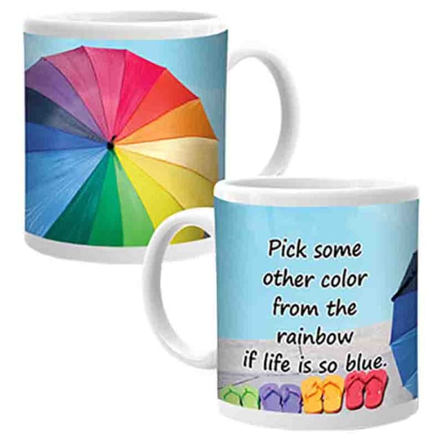 مج حراري مطبوع عليه صورة مظلة ملونة و عبارة محفزة - باللون القوس قزح - من أجوبا Ajooba - Dubai Motivation Mug