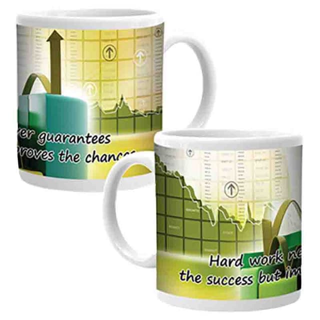 مج حراري مطبوع عليه صورة أسهم و منحنيات أرباح و بعبارة تحفيزية من أجوبا Ajooba - Dubai Motivation Mug