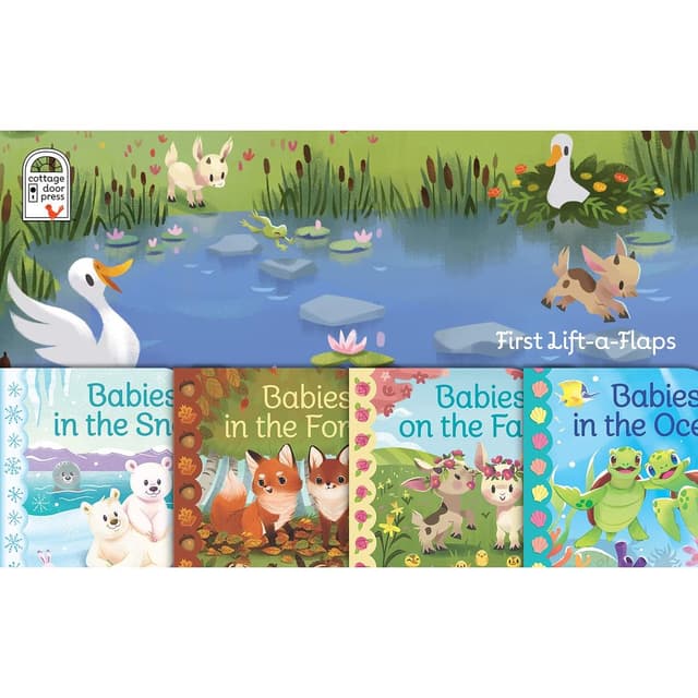 مجموعة كتب مصورة للاطفال عن صغار الحيوانات للرضع من 4 كتب من دار نشر كوتاج دور Animal Babies - Set of 4 Books