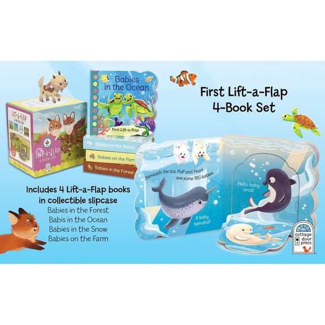 مجموعة كتب مصورة للاطفال عن صغار الحيوانات للرضع من 4 كتب من دار نشر كوتاج دور Animal Babies - Set of 4 Books