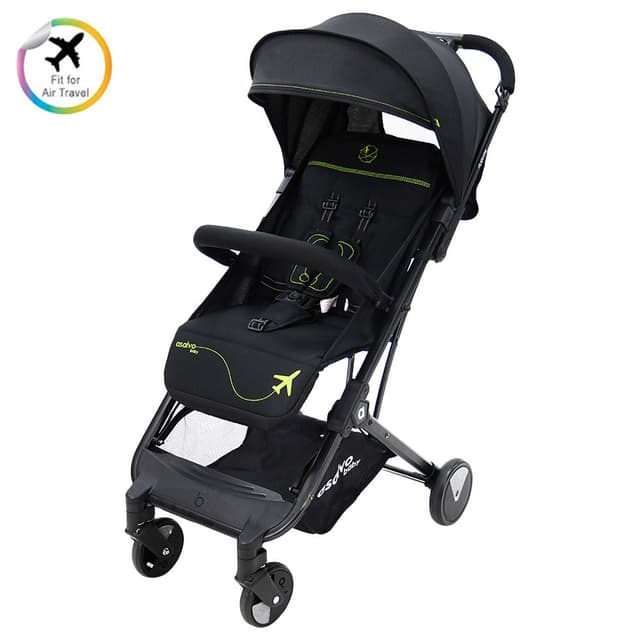 عربة للاطفال حديثي الولادة فما فوق قابلة للطي للسفر أسود وأخضر اسالڤو Asalvo Travel+ Stroller
