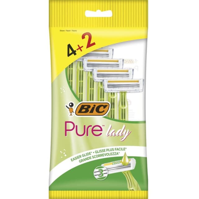 مجموعة شفرات حلاقة نسائية ثلاثية الشفرات 6 قطعة أصفر من بيك BIC Pure 3