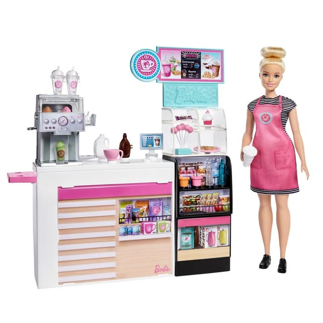 لعبة على شكل مقهى مع مجموعة لعب اضافيه من شركة باربي Barbie - Coffee Shop With Doll Playset