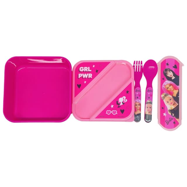 صندوق غذاء للاطفال مع أدوات مائدة باربي Barbie - Lunch Box w/ Cutlery