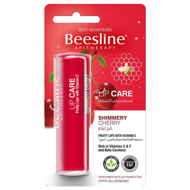 مرطب الشفايف للشفاه الجافة والمتشققة بالكرز بيزلين Beesline Lip Care Shimmery Cherry