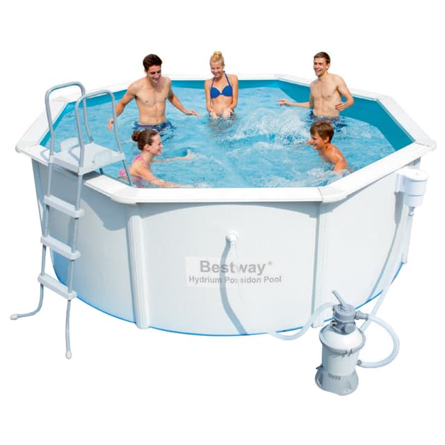 مسبح كبير منزلي 360 × 360 × 120 سم بإطار فولاذي ونظام فلترة بيست واي Bestway Hydrium Pool Set