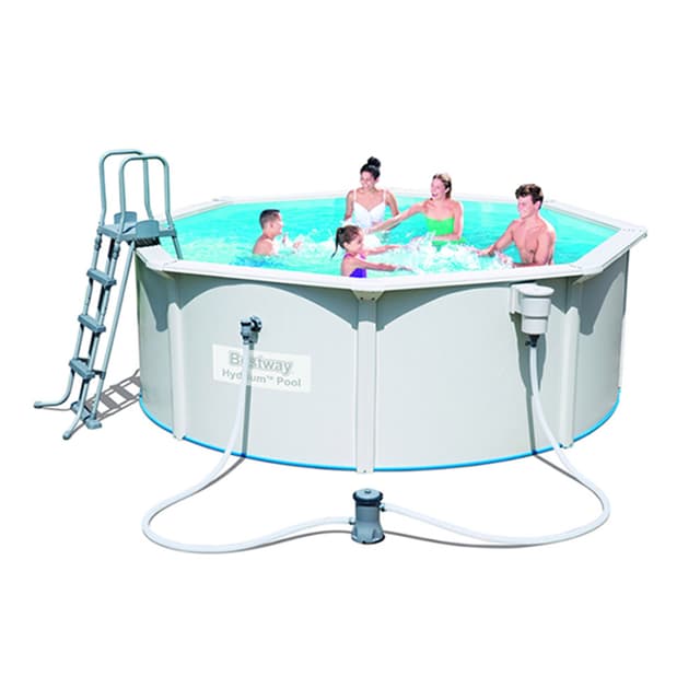 مسبح كبير منزلي 360 × 360 × 120 سم بإطار فولاذي ونظام فلترة بيست واي Bestway Hydrium Pool Set