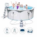مسبح كبير منزلي 360 × 360 × 120 سم بإطار فولاذي ونظام فلترة بيست واي Bestway Hydrium Pool Set