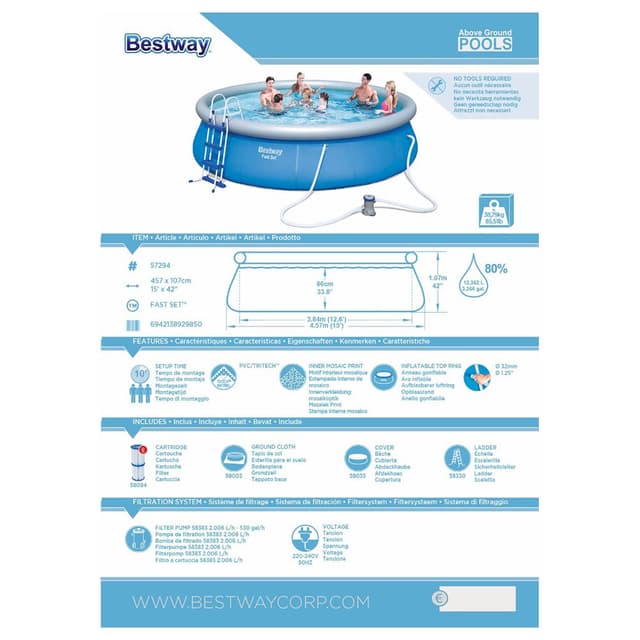 Bestway - 15" x 42" Fast Set Pool Set