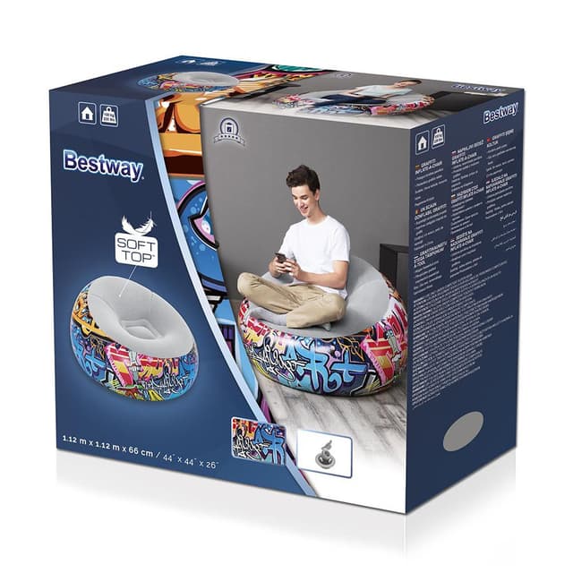 كرسي هوائي قابل للنفخ غرافيتي 112 × 112 × 66 سم بيست واي Bestway Graffiti Inflate Chair