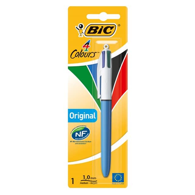 قلم حبر جاف متوسط الحجم قابل للسحب 4 ألوان أزرق أسود أحمر أخضر بيك Bic 4 Colors Medium Pen