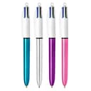 قلم حبر جاف قابل للسحب 4 ألوان ازرق فضي أرجواني وردي بيك Bic 4 Colors Shine Pen