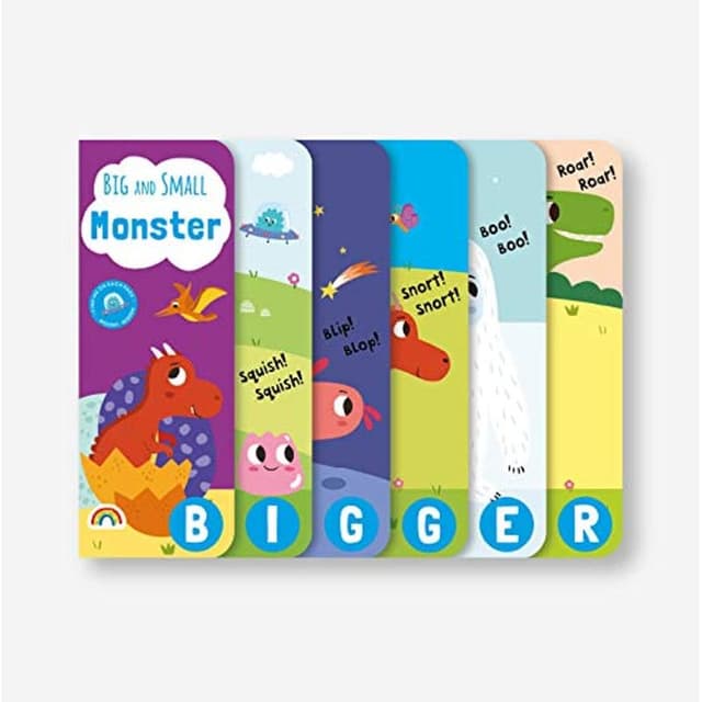 كتاب تعليمي للاطفال بعنوان: كبير وصغير - وحوش بقلم فيلي كاراباتزيا لتعليم الفارق في الأحجام باللغة الإنجليزية Big And Small - Monsters