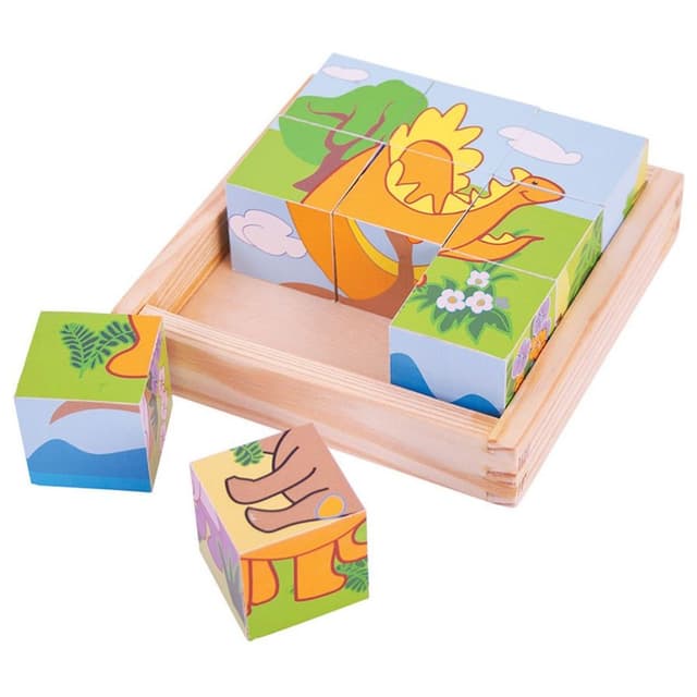 لعبة بازل الأطفال بيجغس مكعبات Bigjigs Dinosaur Cube Puzzle