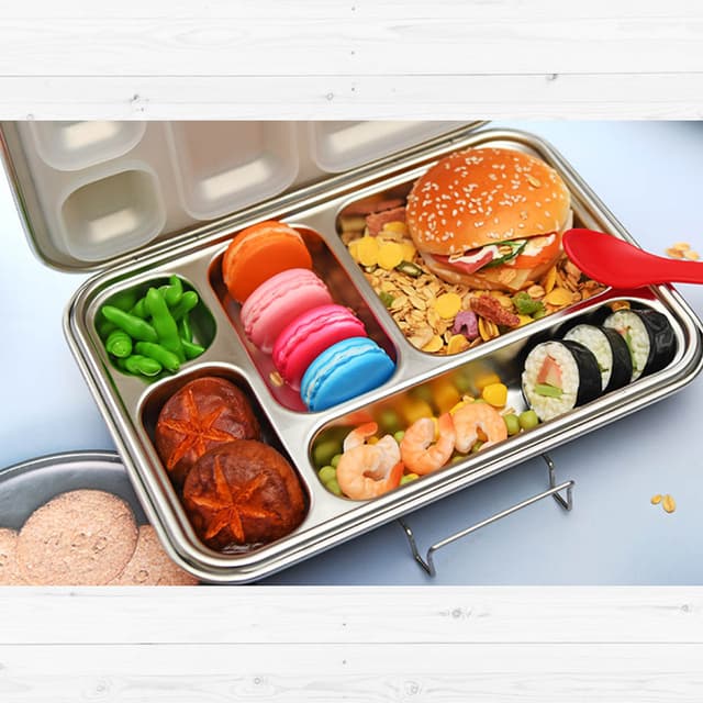 لانش بوكس للاطفال 5 أقسام فولاذ رمادي بونجور Bonjour Steel Lunch Box