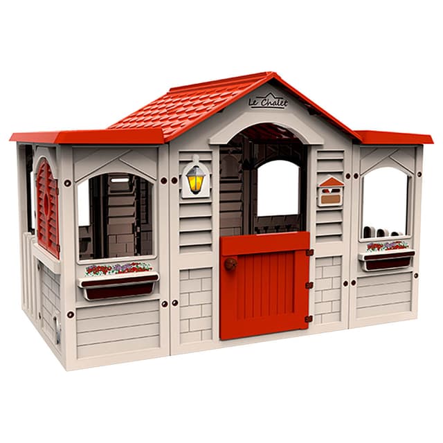 بيت للاطفال كبير بلاستيك أحمر / بني تشيكوز Chicos - Le Chalet - Red & Brown